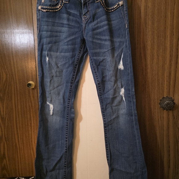 Miss Me Dark Blue Distressed Flare Jeans - Picture 5 of 6